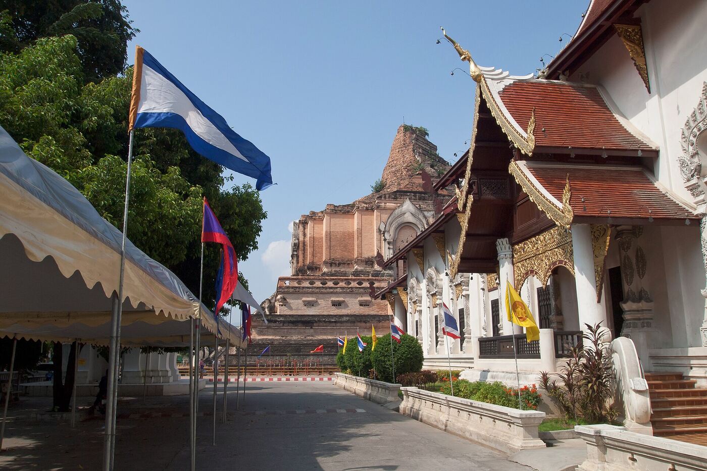 The brick chedi of Wat Chedi Luang in the Chiang Mai old city